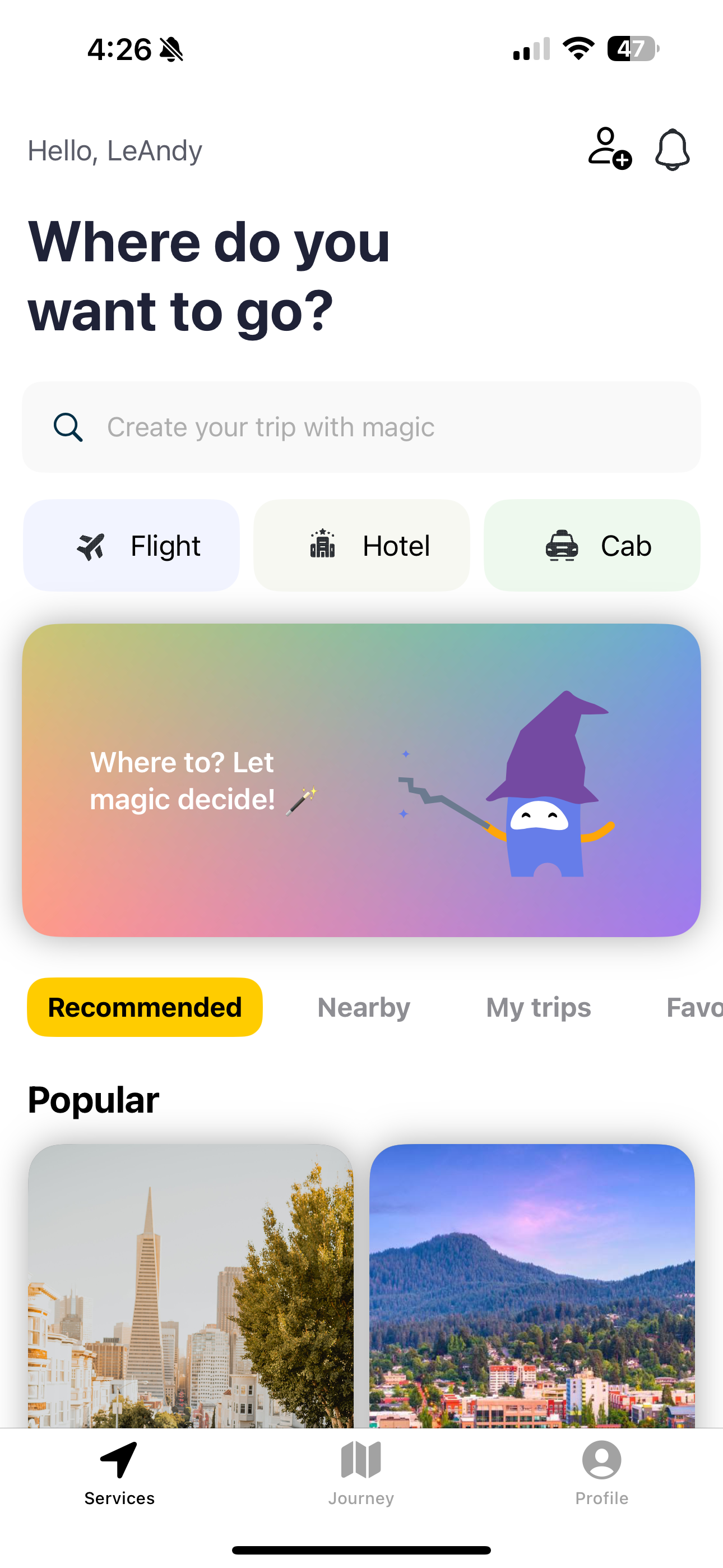 Tripure trip creation interface with preferences and settings