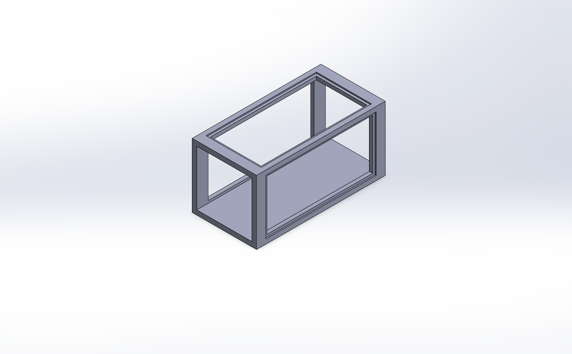 3D rendered wind tunnel main structure showing rectangular frame design